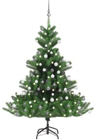 vidaXL Kunstkerstboom Nordmann met LED's en kerstballen 150 cm groen