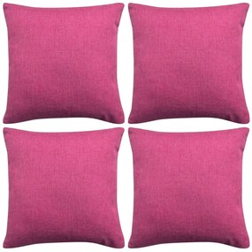 vidaXL Kussenhoezen 4 stuks linnen look roze 50x50 cm
