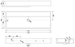 Brauer Gravity enkele wastafel mineraalmarmer 120cm zonder kraangat wit glans