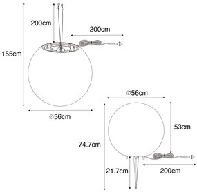 Smart buitenlamp met dimmer wit 56 cm incl. Wifi A60 IP65 - Nura Modern E27 IP65 Buitenverlichting bol / globe / rond