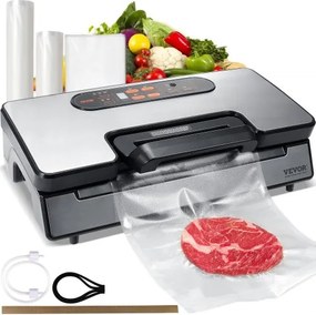 VEVOR Vacuümsealer 130W Vacuümsealer 90Kpa Sealapparaat 30cm seallengte Foliesealer voor droog of vochtig voedsel Incl. 10x vacuümzakken, 2x vacuümzakrollen en slang