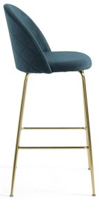 Kave Home Ivonne Fluwelen Design Barstoel Turquoise