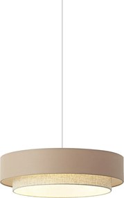 Moderne hanglamp beige met naturel 50cm 3-lichts - Drum Duo