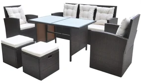 vidaXL 6-delige Tuinset met kussens poly rattan bruin