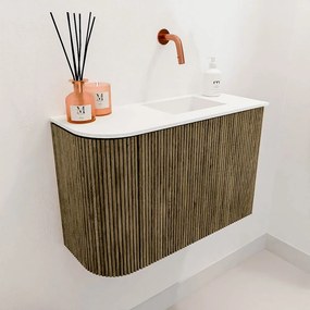 Mondiaz Joya 60cm toiletmeubel ronding links dusk met wastafel faye rechts zonder kraangat talc