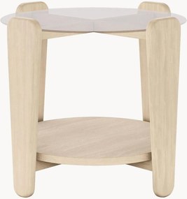 Ronde bijzettafel Arran van eikenhout met glazen tafelblad