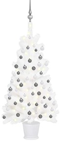 vidaXL Kunstkerstboom met LED's en kerstballen 90 cm wit