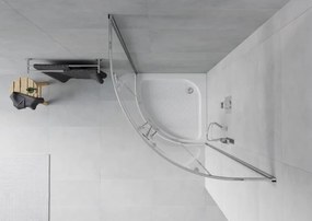 Mexen Rio halfronde douchecabine 80 x 80 cm, transparant, chroom + douchebak, wit - 863-080-080-01-00-4710