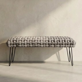 Grijs Bankje Gewoven Fluweel