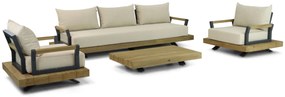 Stoel en Bank Loungeset 5 personen Aluminium/Teak Old teak greywash  Santika Furniture Santika