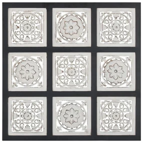 vidaXL Wandpaneel handgesneden 60x60x1,5 cm MDF zwart en wit