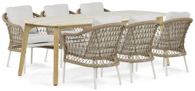 Tuinset 6 personen 225 cm Aluminium/wicker Taupe Coco Bali/Almeria