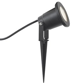 Buitenlamp Prikspot zwart incl. LED verstelbaar IP65 met snoer en stekker - Basic Modern IP65 Buitenverlichting rond