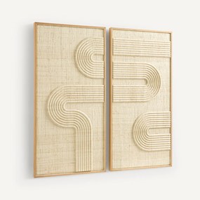 Wanddecoratie in duo, geweven palm, Telaga