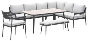 Garden Impressions Tineo lounge dining set 7-delig - donker grijs