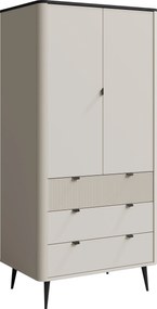 Kledingkast Lufela 100, Grijs marmer, Kasjmier, 191x90x60cm, 95 kg, Kledingkast deuren: Met scharnieren