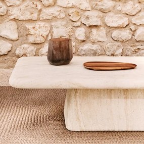 Kave Home Drasi Design Salontafel Beige Cement Travertin - 140 X 70cm.