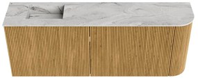 Mondiaz Joya DLux 110cm toiletmeubel ronding rechts oak met wastafel faye links zonder kraangat glace