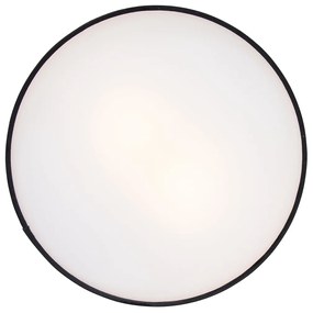 Moderne plafondlamp zwart 40 cm met gouden binnenkant - Drum
