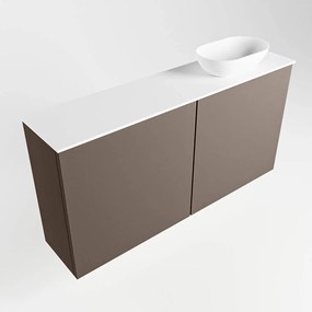 Mondiaz Fowy toiletmeubel 100cm smoke met witte waskom rechts en kraangat