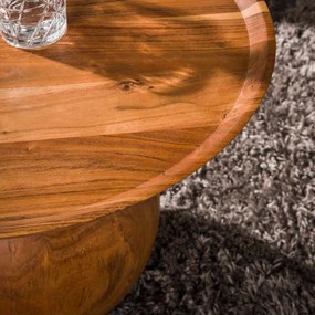Salontafel Met Bolvoet Acacia Hout - 60 X 60cm.