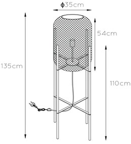 Lucide Mesh staande lamp 135cm 1x E27 zwart