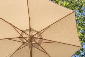 4 Seasons Outdoor Siesta PREMIUM Ø 350 cm parasol zand, wood look frame Parasol   beige weerbestendig