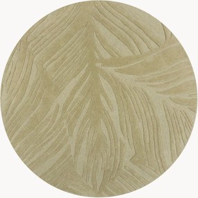 Rond handgetuft hoog-laag wollen vloerkleed Lino Leaf