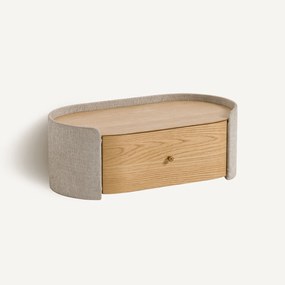 Hangend nachtkastje, eikenfineer en stof, Firmo