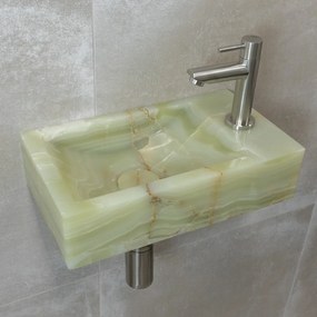 Saniclear Green Onyx fonteinset met rechte kraan in RVS