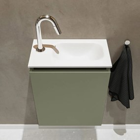 Mondiaz Ture 40cm toiletmeubel army met wastafel talc rechts 1 kraangat