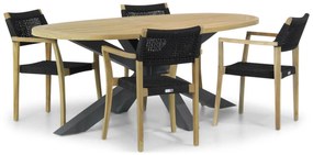 Tuinset 4 personen 200 cm Rope Zwart Lifestyle Garden Furniture Dallas/Brookline