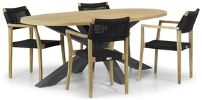 Tuinset 4 personen 200 cm Rope Zwart Lifestyle Garden Furniture Dallas/Brookline