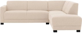 Goossens Bank My Style beige, stof, 2,5-zits, stijlvol landelijk met chaise longue rechts