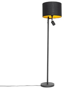 Vloerlamp zwart met gouden binnenkant en leeslamp - Jelena