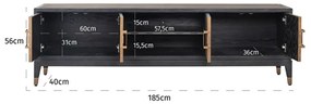 Richmond Interiors Bloomville Design Tv-meubel Leer - 185x40x55cm.