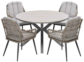Garden Impressions Kalibo tuinset 5-delig - Tulli tuintafel Ø122x75 cm light teak vironwood