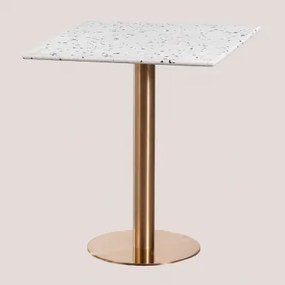 Malibu Vierkante Bartafel 60x60 Cm In Terrazzo Ivoorkleurig Terrazzo - Zwart & Roségoud - Sklum