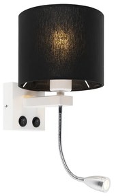 Moderne wandlamp wit met zwarte kap - Brescia