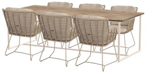 4 Seasons Outdoor Fabrice tuinset latte met Quatro tafel met Robusto teak blad 220 cm * SALE *  Tuinset    beige weerbestendig