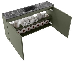 Mondiaz Ture DLux toiletmeubel 100cm army met wastafel lava midden met kraangat