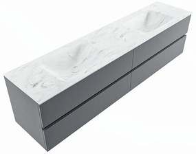 Mondiaz Vica DLux badmeubel 200cm plata 4 lades met wastafel opalo dubbel zonder kraangat