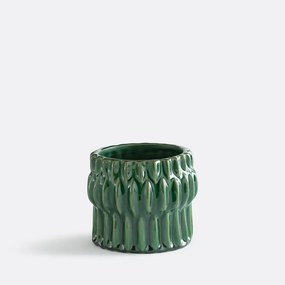 Bloempot van reliëfkeramiek, diameter 13,5 cm, KYRIA