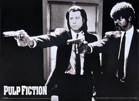 Metalen bord Pulp Fiction - Black and White Guns, (40 x 30 cm)