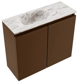 Mondiaz Ture DLux toiletmeubel 60cm rust met wastafel glace links met kraangat