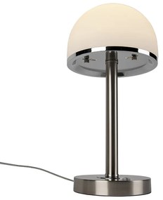 Vintage tafellamp met dimmer staal incl. LED en touch - Bauhaus Modern rond Binnenverlichting Lamp