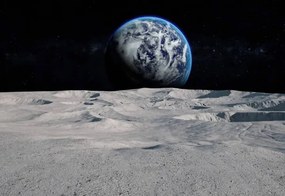 Foto Moon surface with distant Earth and starfield, xia yuan