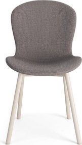 FIORA Lichtgrijs taupe (stof Basel 34) / beige frame - MODERNE GESTOFFEERDE STOEL VOOR WOONKAMER/EETKAMER LOFT