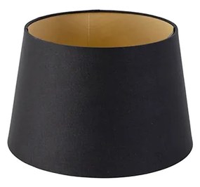Katoenen lampenkap zwart 25/20/16 met gouden binnenkant
