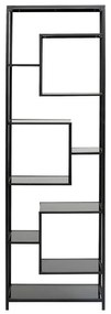 Kare Design Loft Smal Hoog Wandrek Staal Met Glas Zwart - 60x30x195cm.